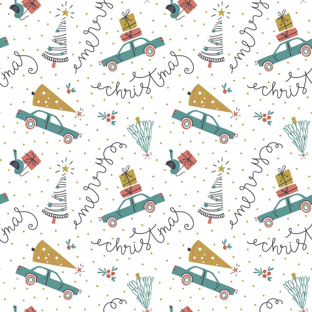 Christmas Cars, Gifts, & Fir Trees Fabric