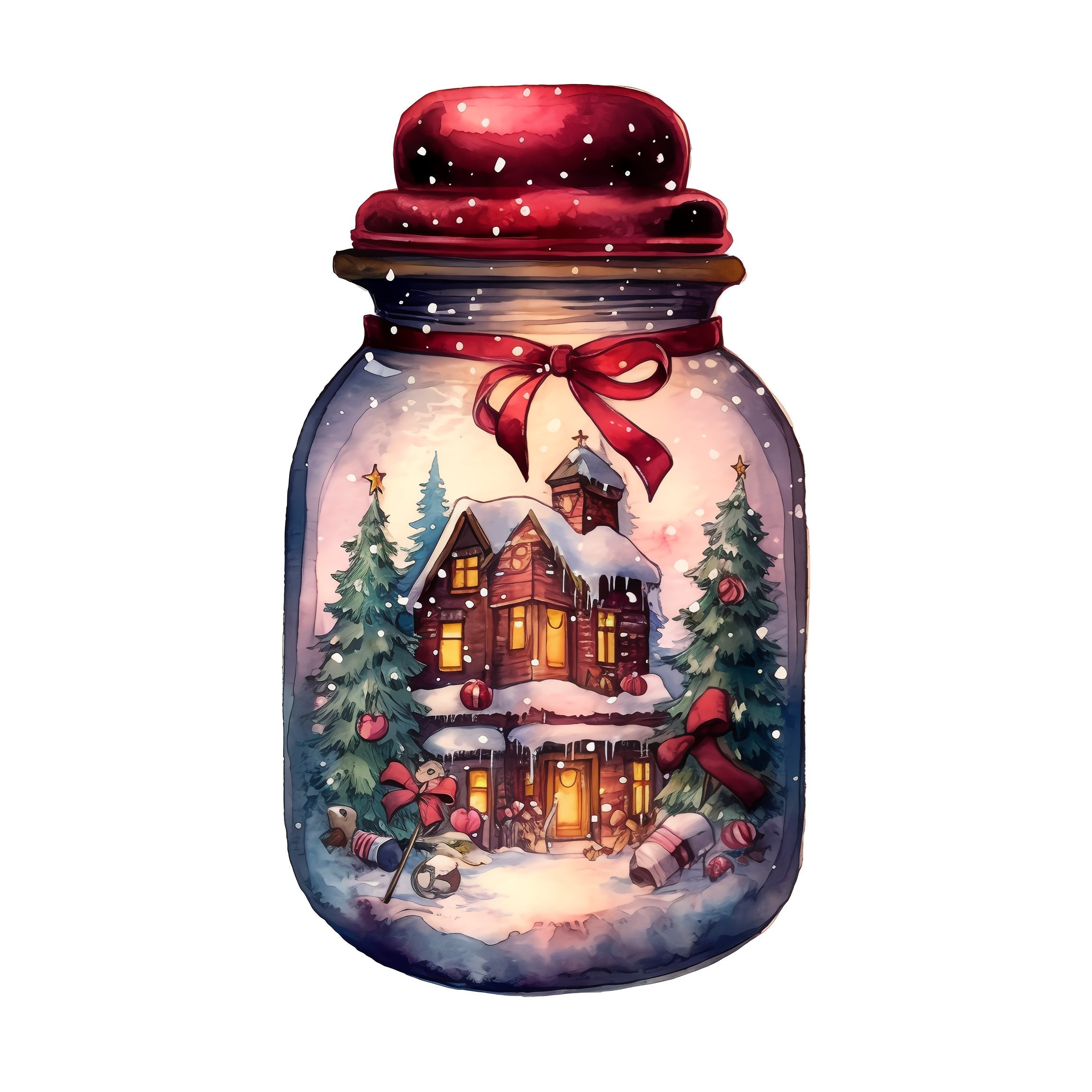 Christmas Eve Scene Jar #23 Fabric Panel