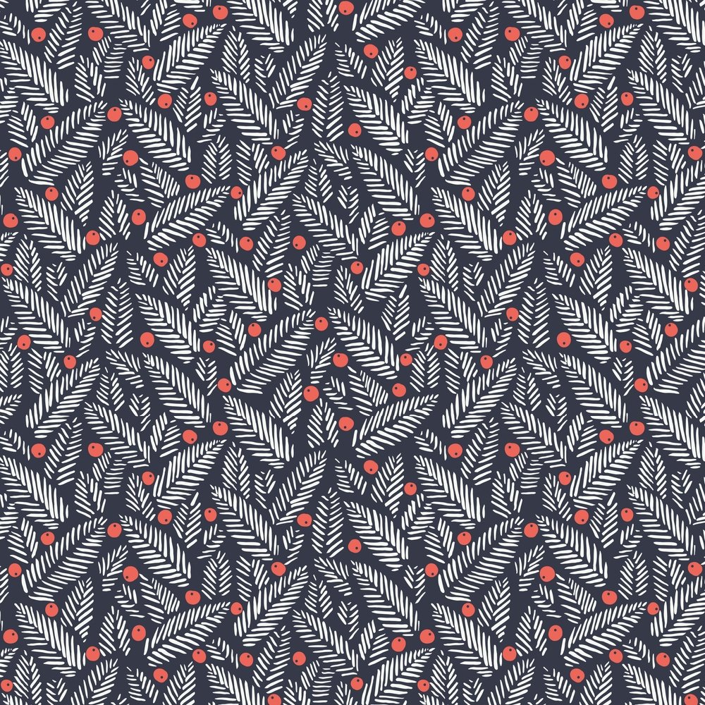 Christmas Foliage & Berry Fabric