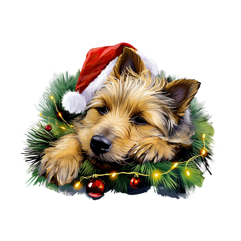 Christmas Lazy Australian Terrier Fabric Panel