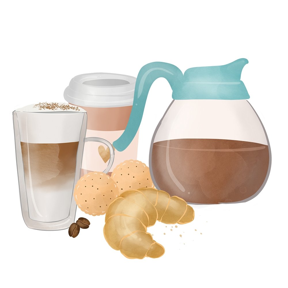 Coffee Elements Fabric Panel - Variation 5