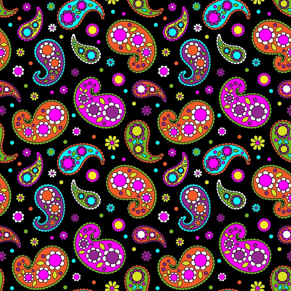 Vivid Flowers & Paisleys Pattern #2 Fabric