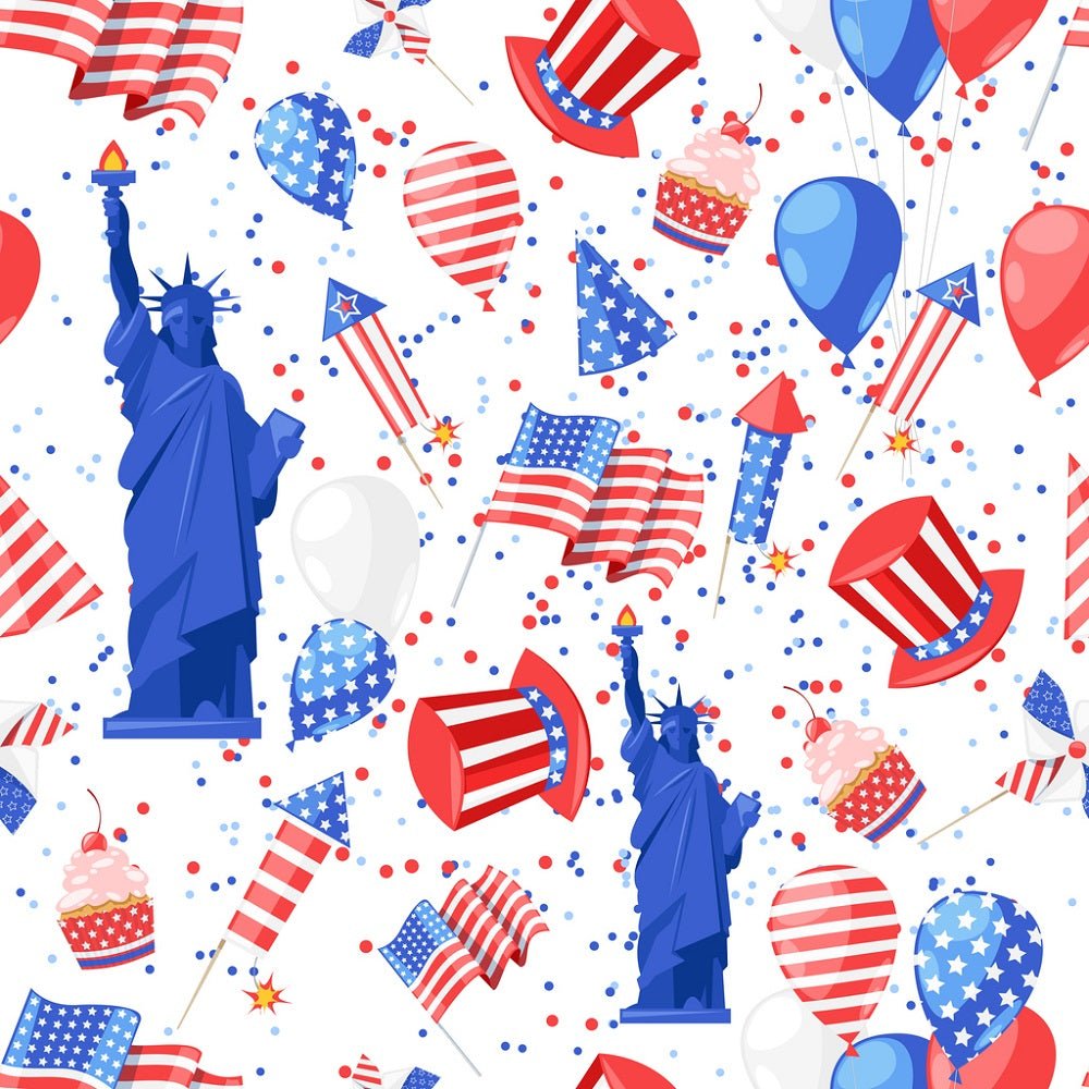 Watercolor American National Symbols Fabric