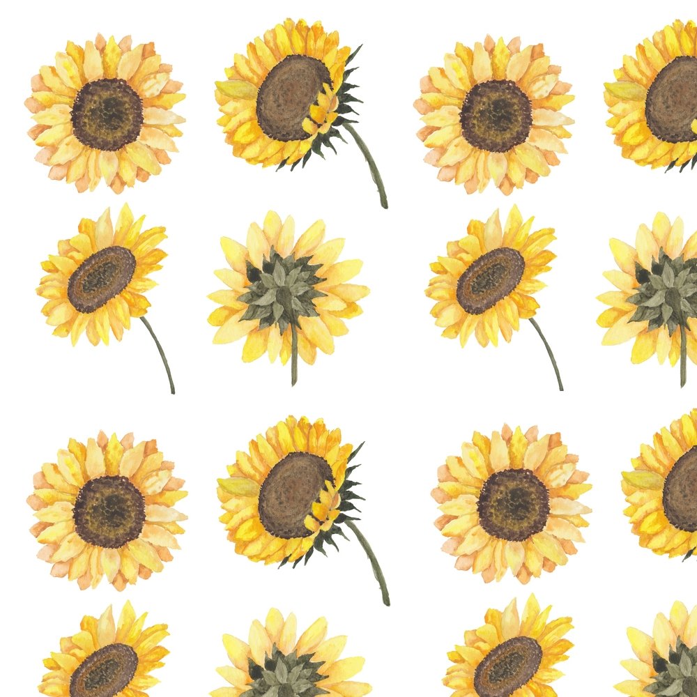Watercolor Blooming Sunflower Fabric