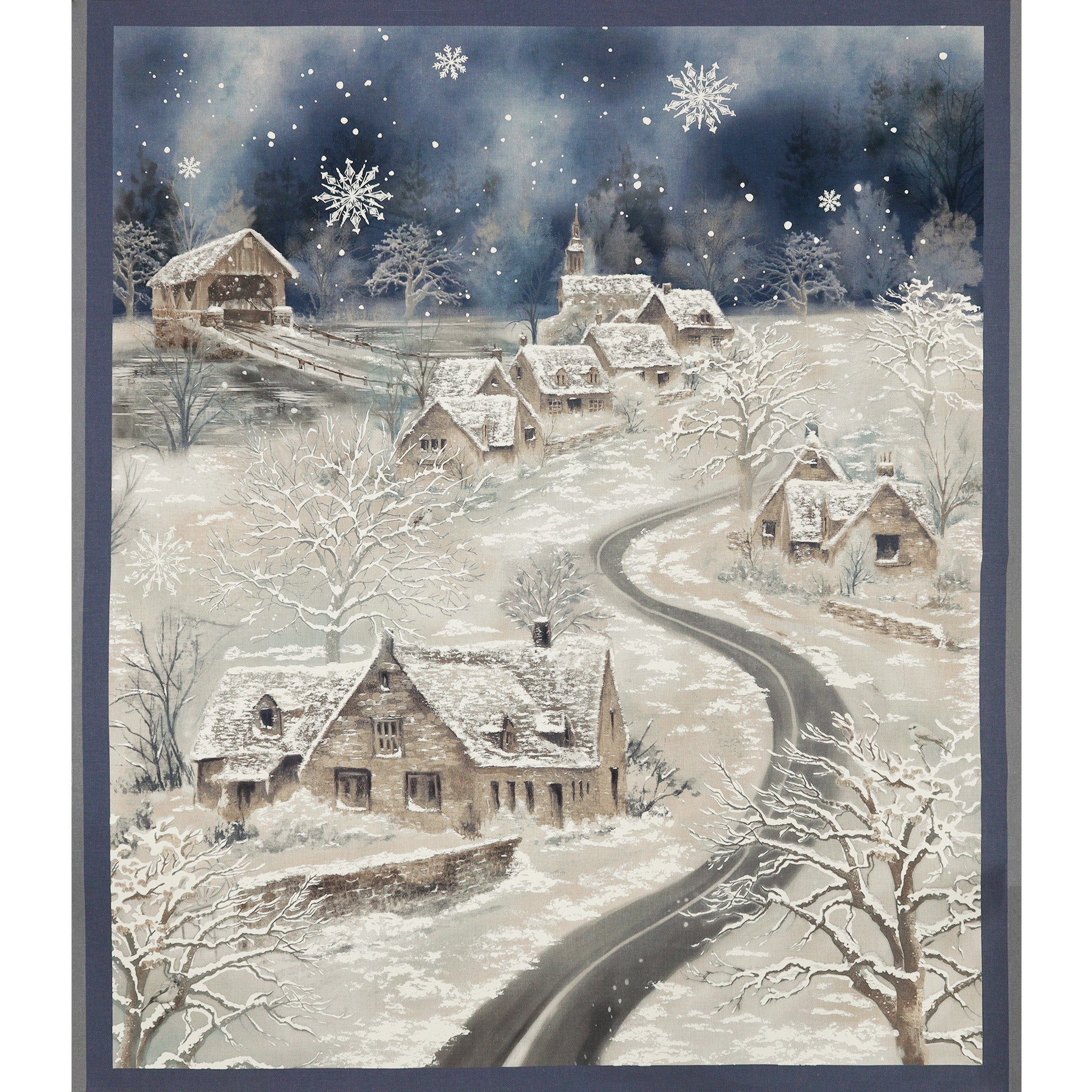 Winter Whisper Fabric Collection - Winter Town Panel