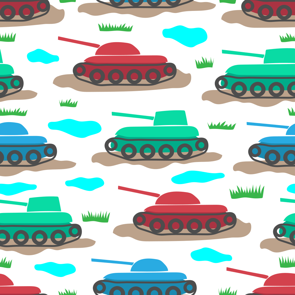 Cartoon Army Tanks Fabric