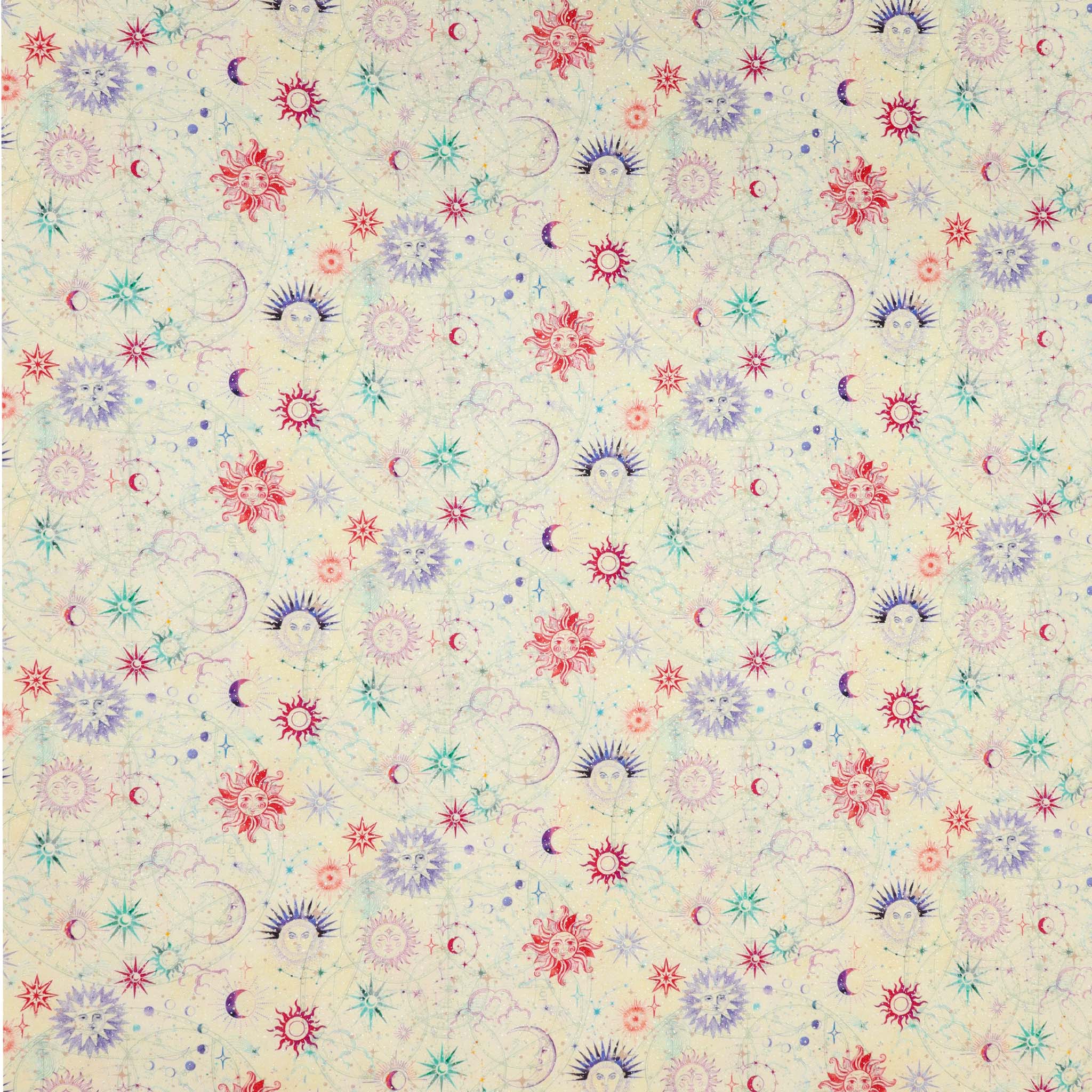 Celestial Skies Fabric Collection - Sun and Moon Cream