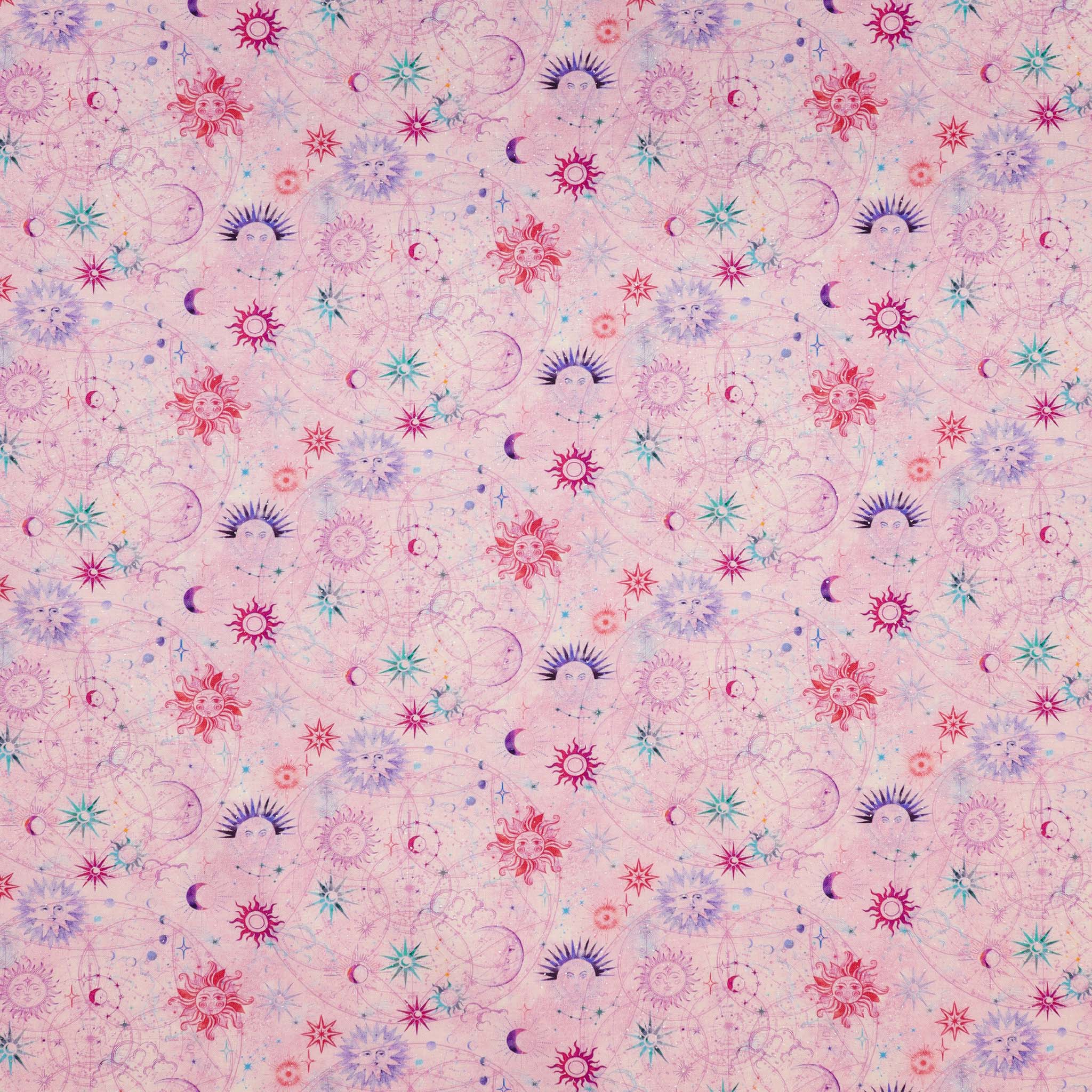 Celestial Skies Fabric Collection - Sun and Moon Light Plum