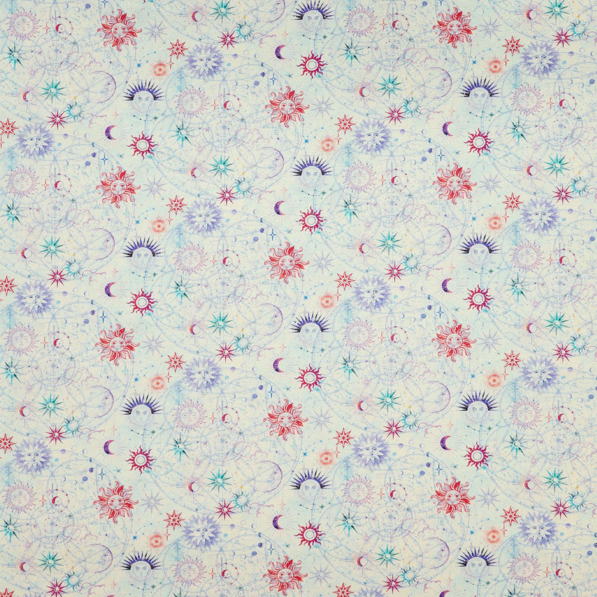 Celestial Skies Fabric Collection - Sun and Moon Light Turquoise