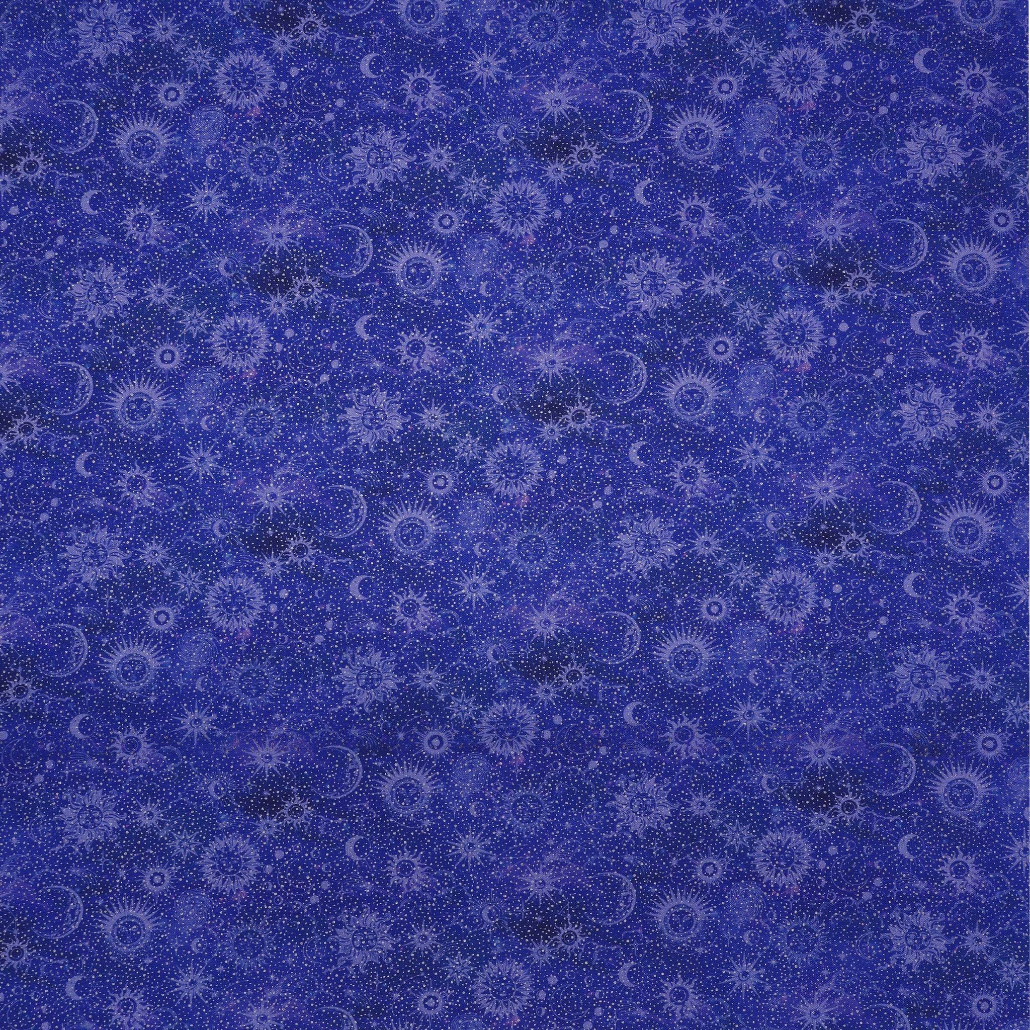 Celestial Skies Fabric Collection - Sun and Moon Tonal Lapis