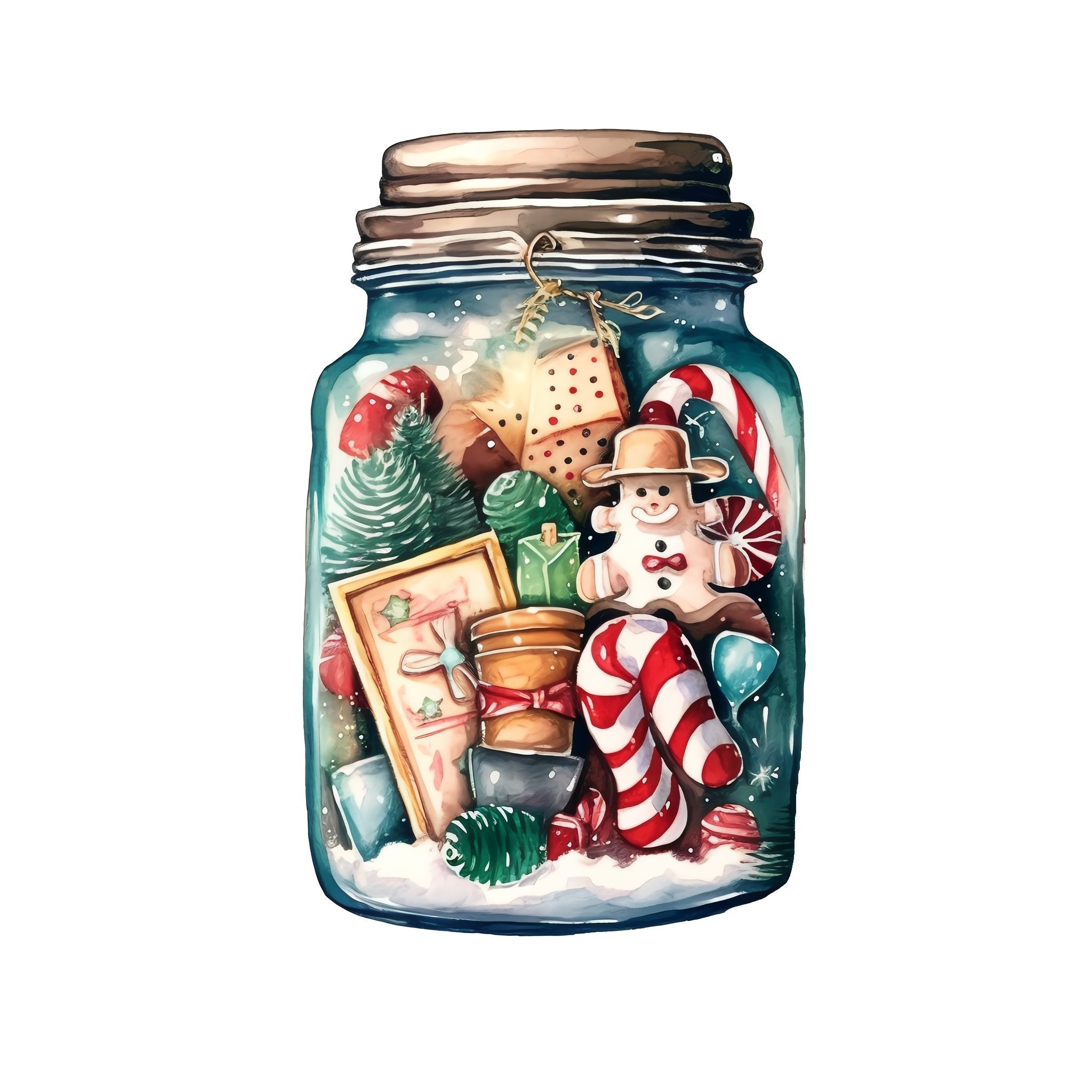 Christmas Eve Scene Jar #2 Fabric Panel