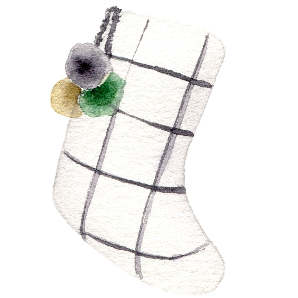 Christmas Farmhouse Gnome White Stocking Fabric Panel