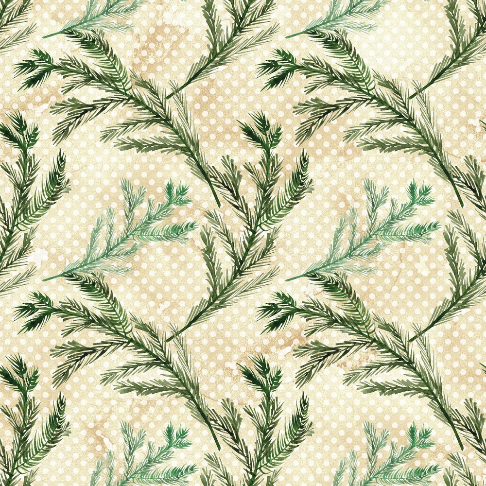 Christmas Joy Branches on Dots Fabric