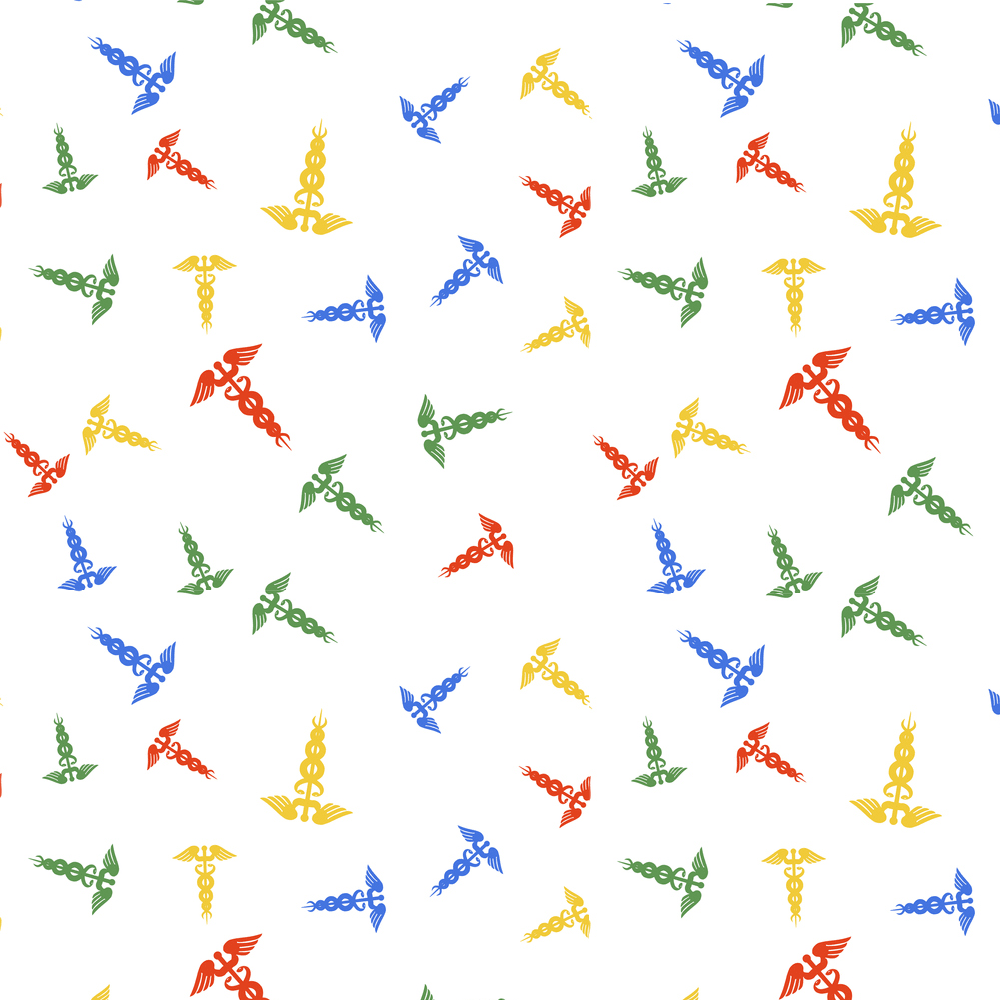 Colorful Caduceus Fabric - Multi