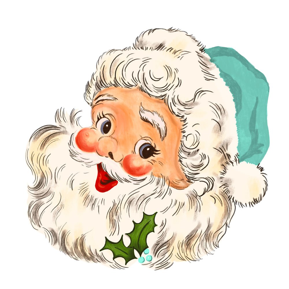 Vintage Santa Claus #1 Fabric Panel - Blue