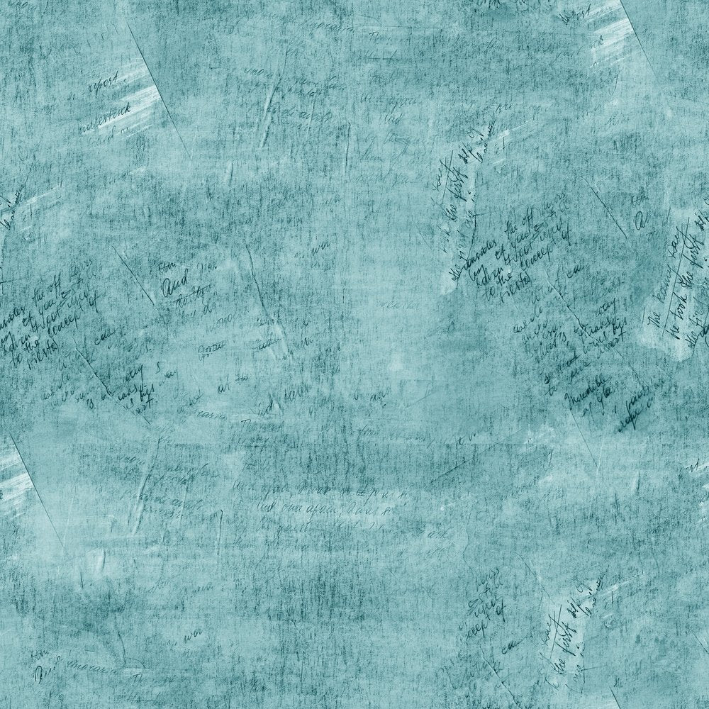 Vintage Script Fabric - Venetian Turquoise