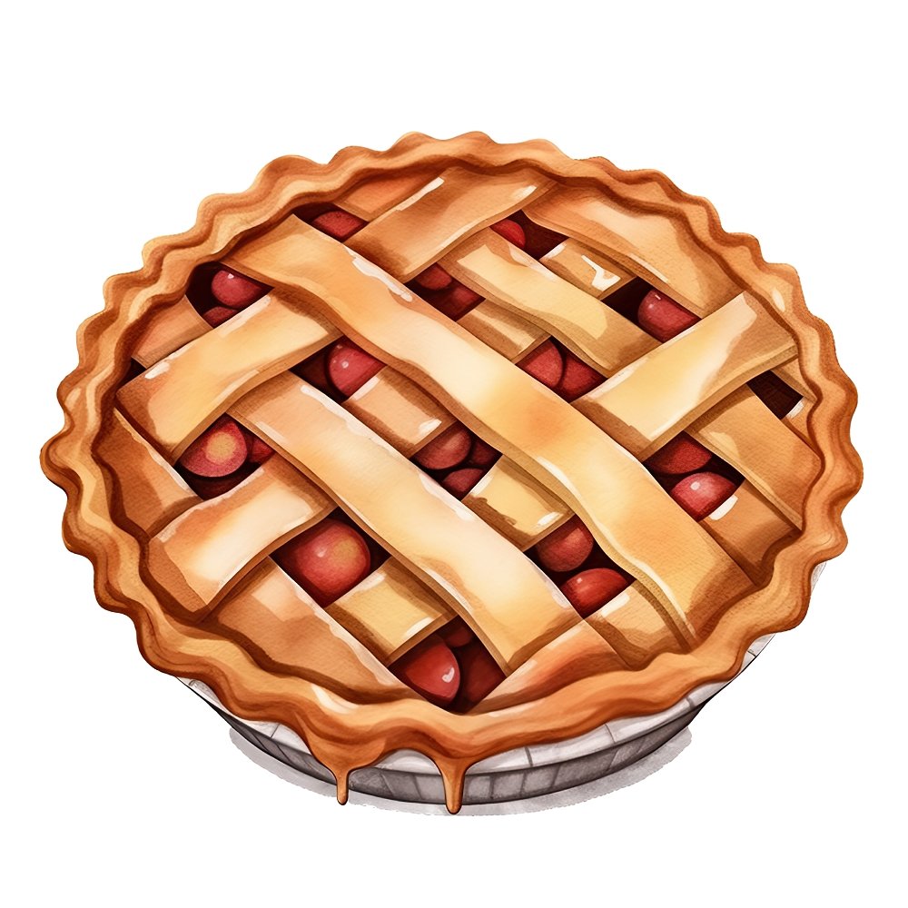 Watercolor Baked Goods Apple Pie Fabric Panel