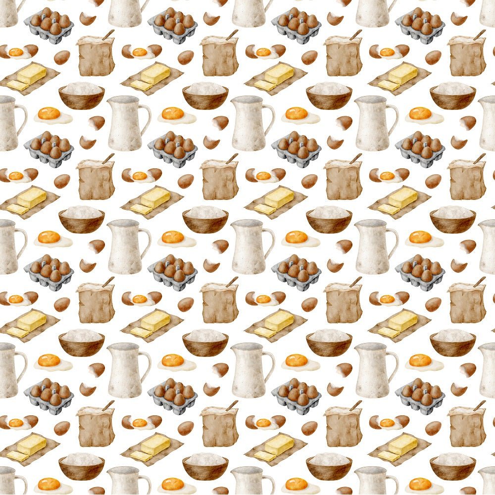 Watercolor Baking Pattern #3 Fabric