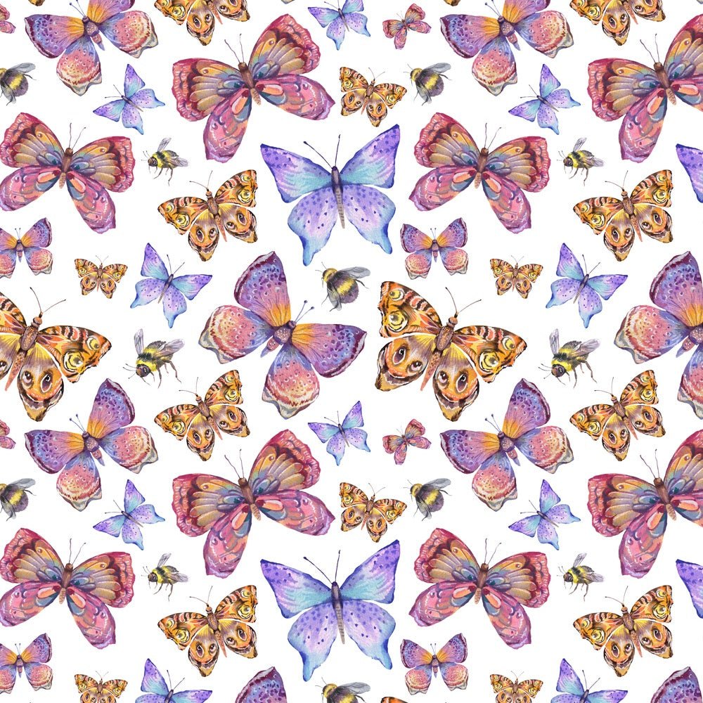 Watercolor Bees & Butterflies Fabric