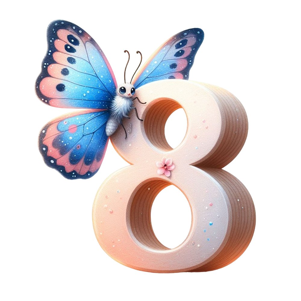 Watercolor Butterfly Number ''8'' Fabric Panel