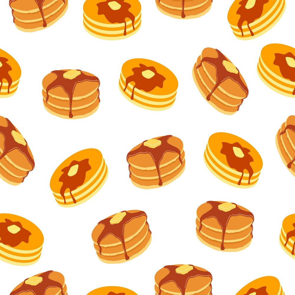 Buttery Pancakes Fabric - White