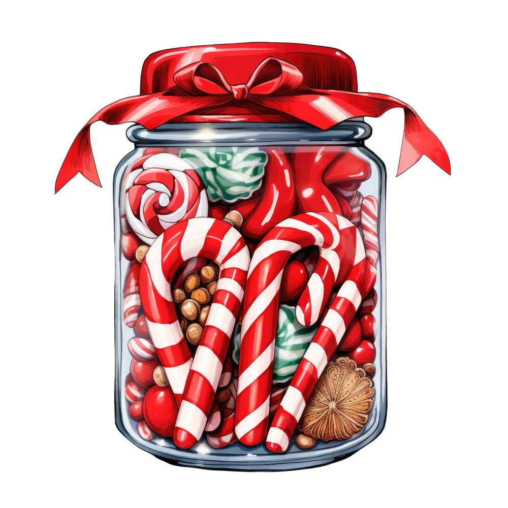 Christmas Candy Jar #6 Fabric Panel
