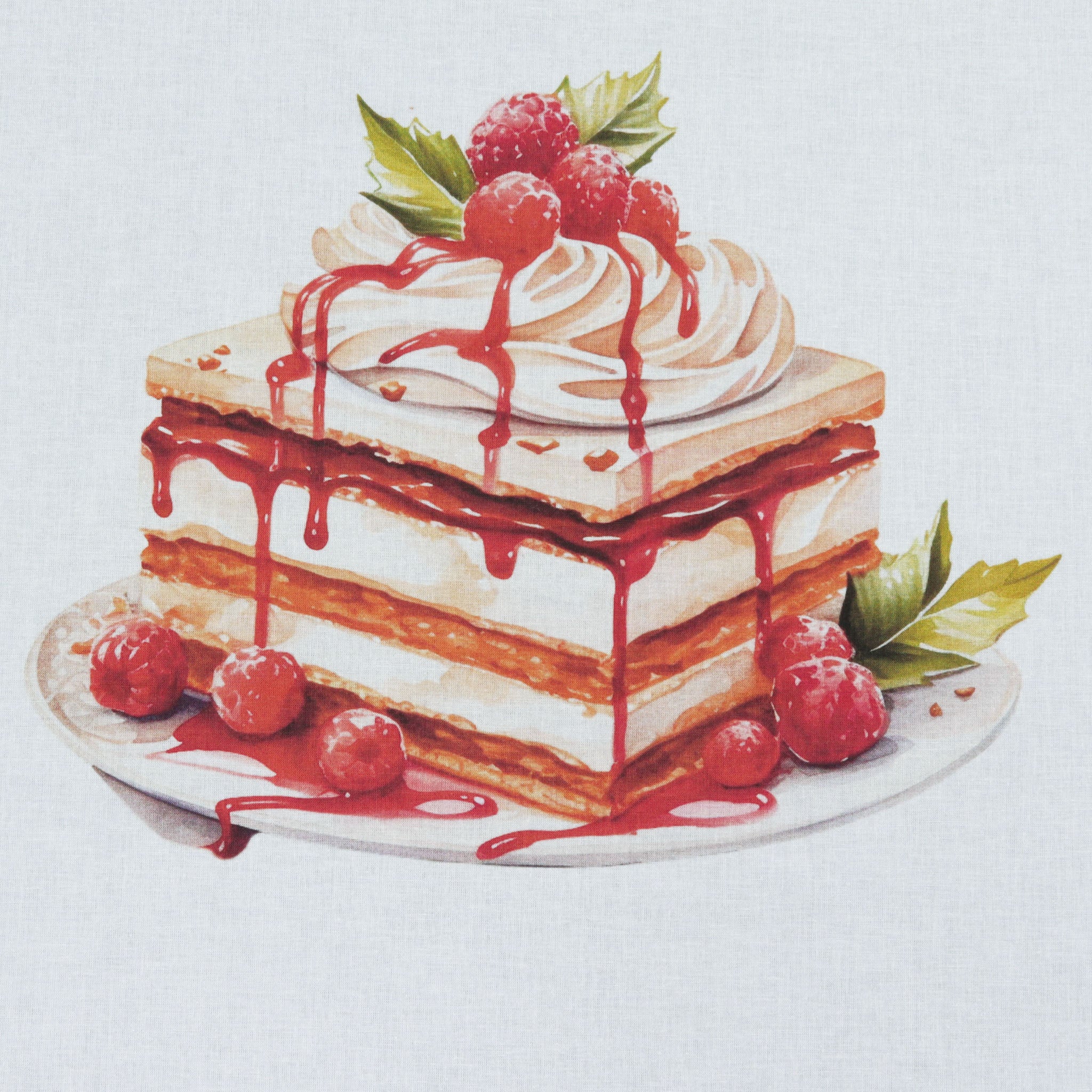 Christmas Dessert Cake Scene #2 Fabric Panel