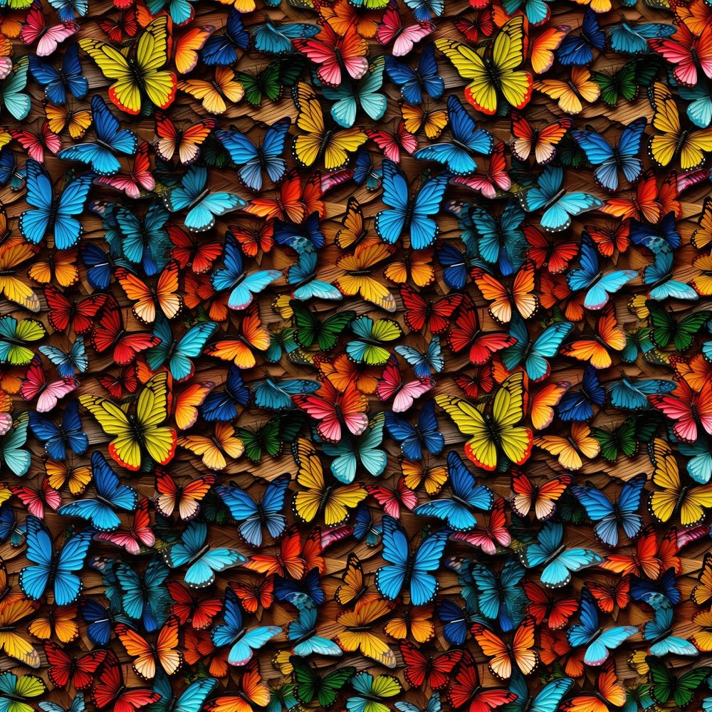 Colorful Butterfly on Wood Fabric