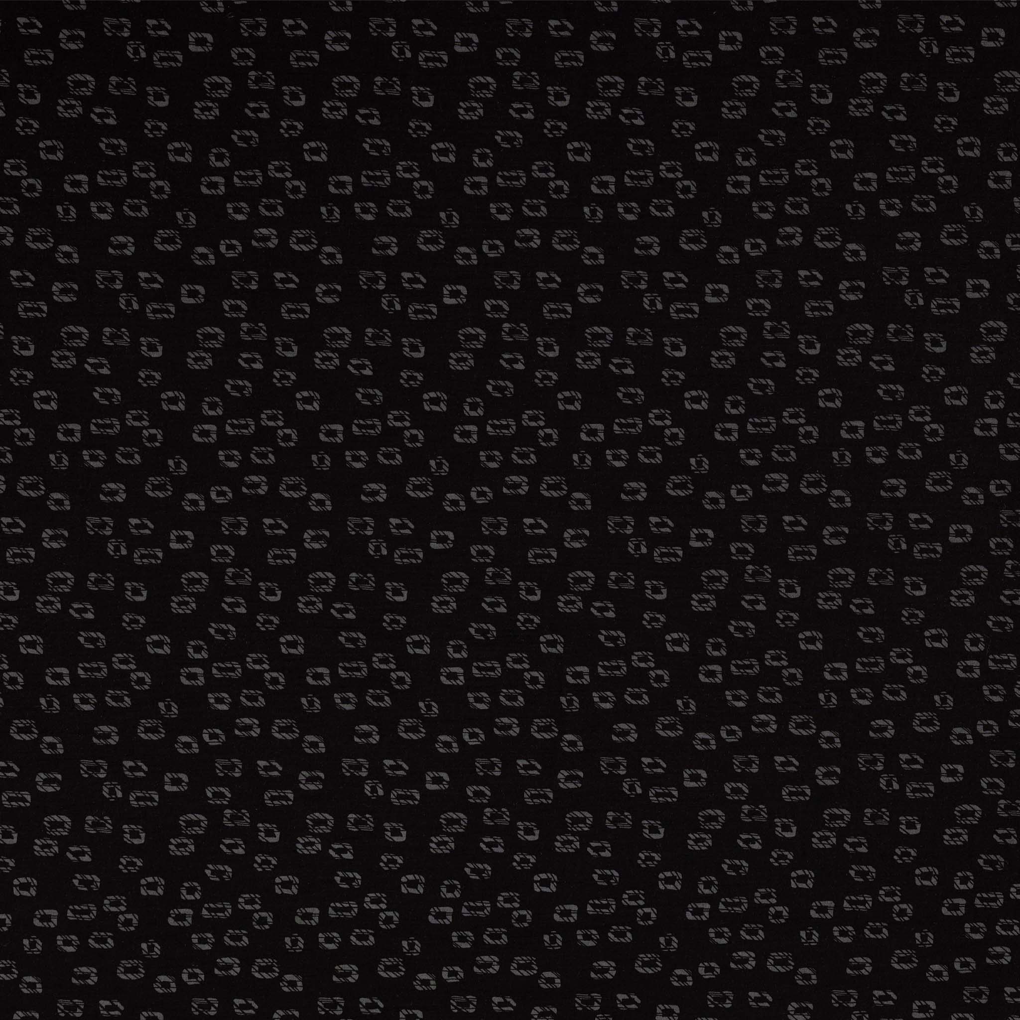 Woodblock Black Fabric in Rayon