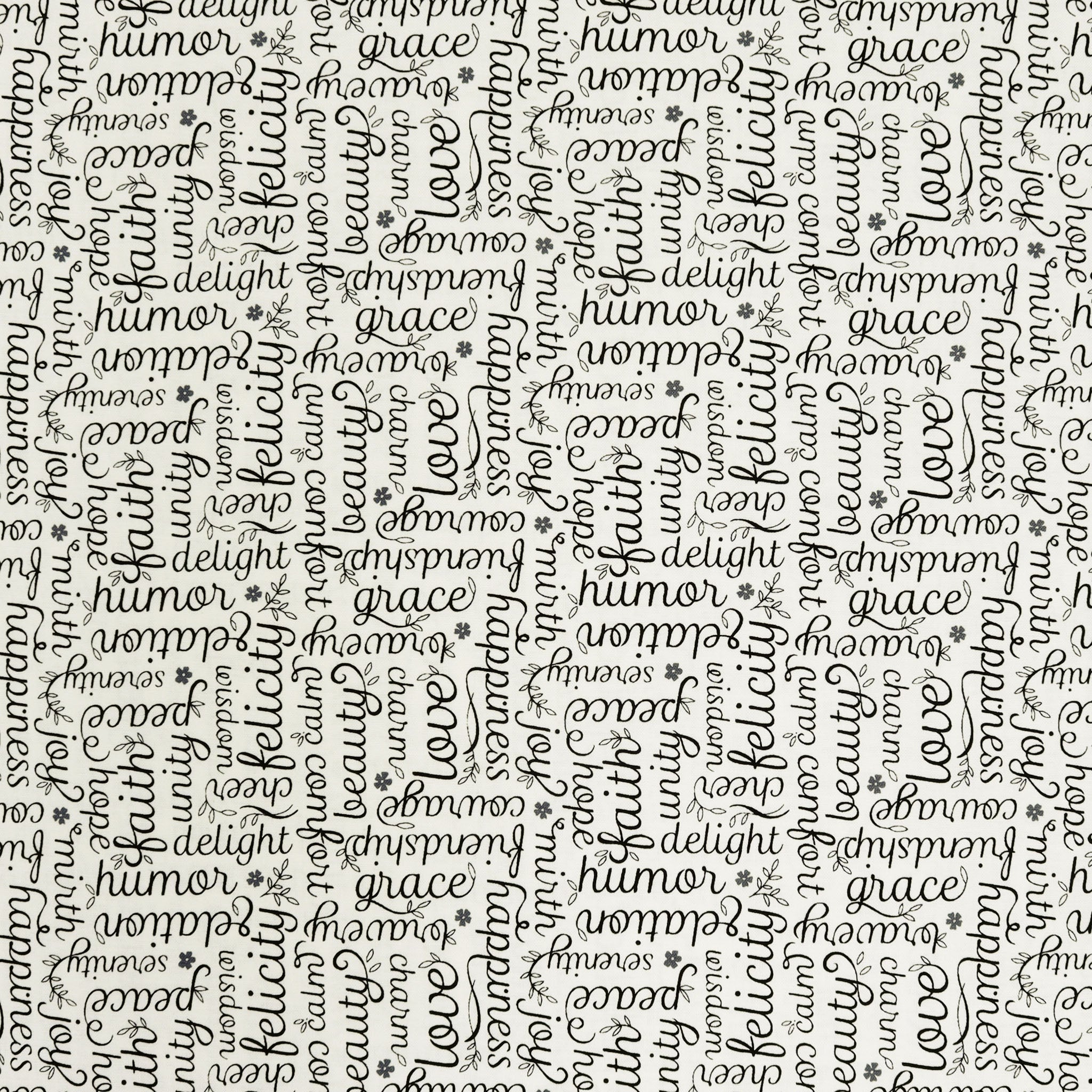 Botanica Fabric Collection - Script Black/White