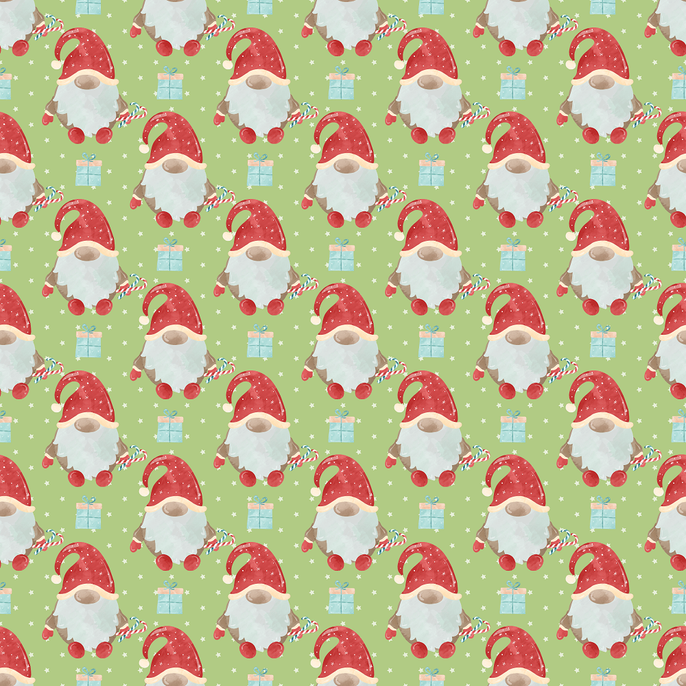 Candy Cane Gnome With Presents Fabric - Green