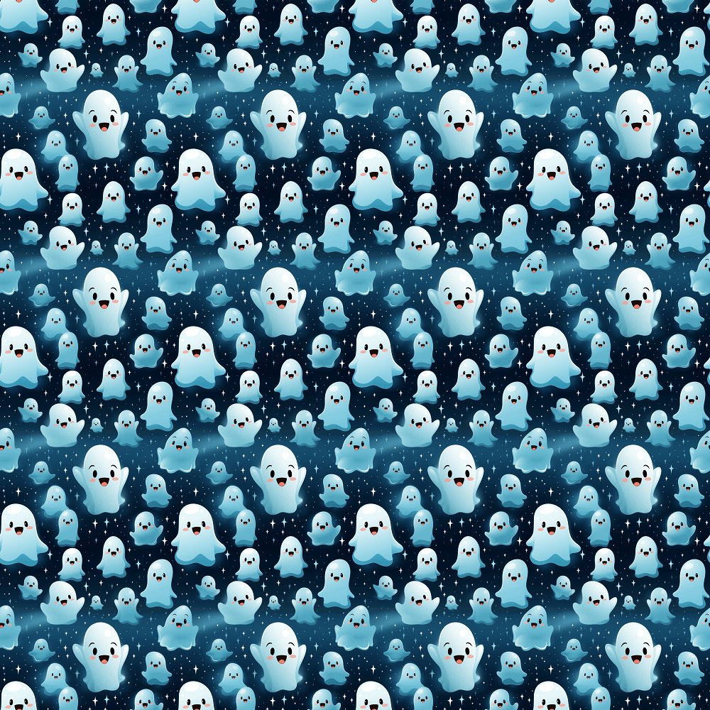 Cartoon Friendly Starlit Ghosties Fabric