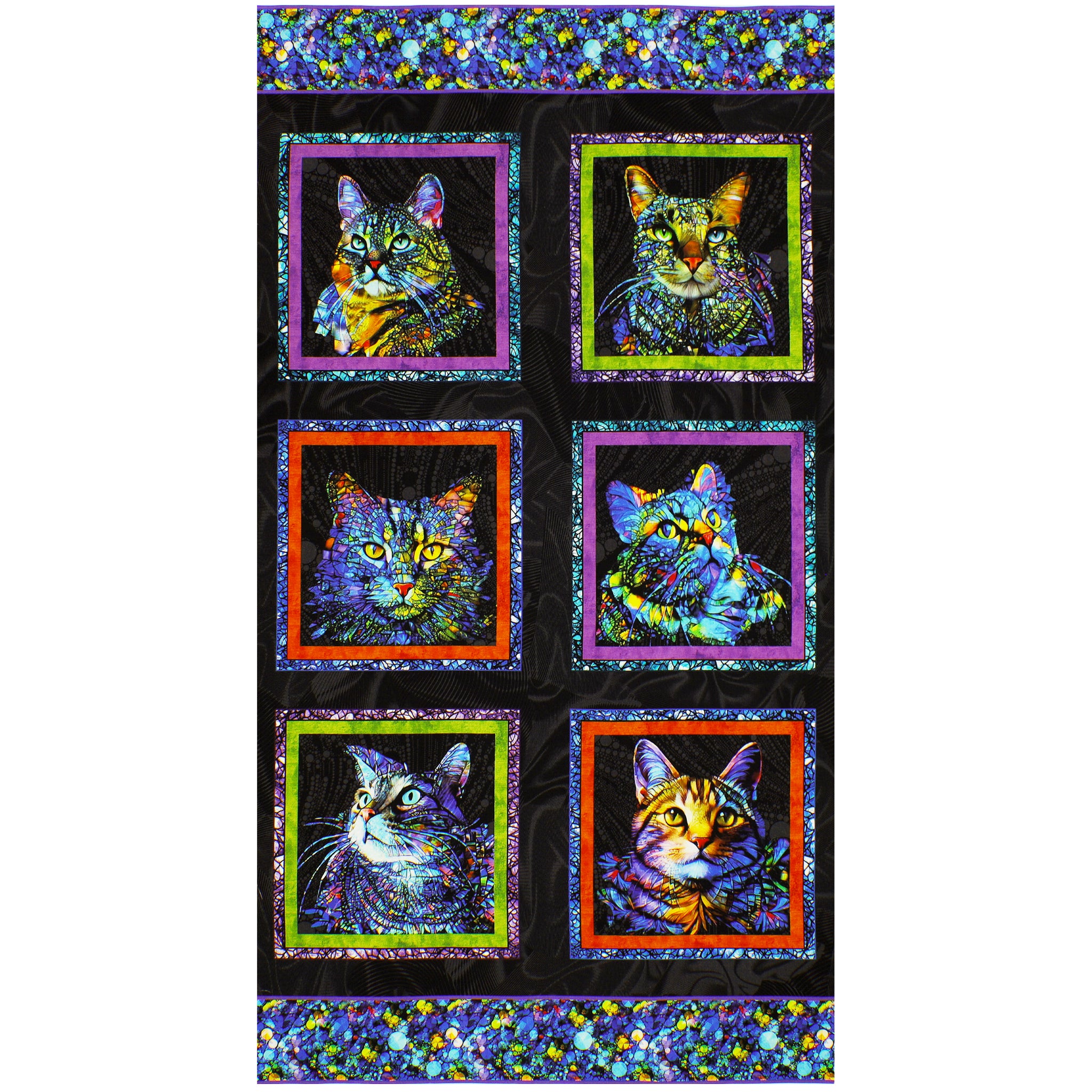 Cat Artistry Fabric Collection - Cat Artistry Panel Black/Multi