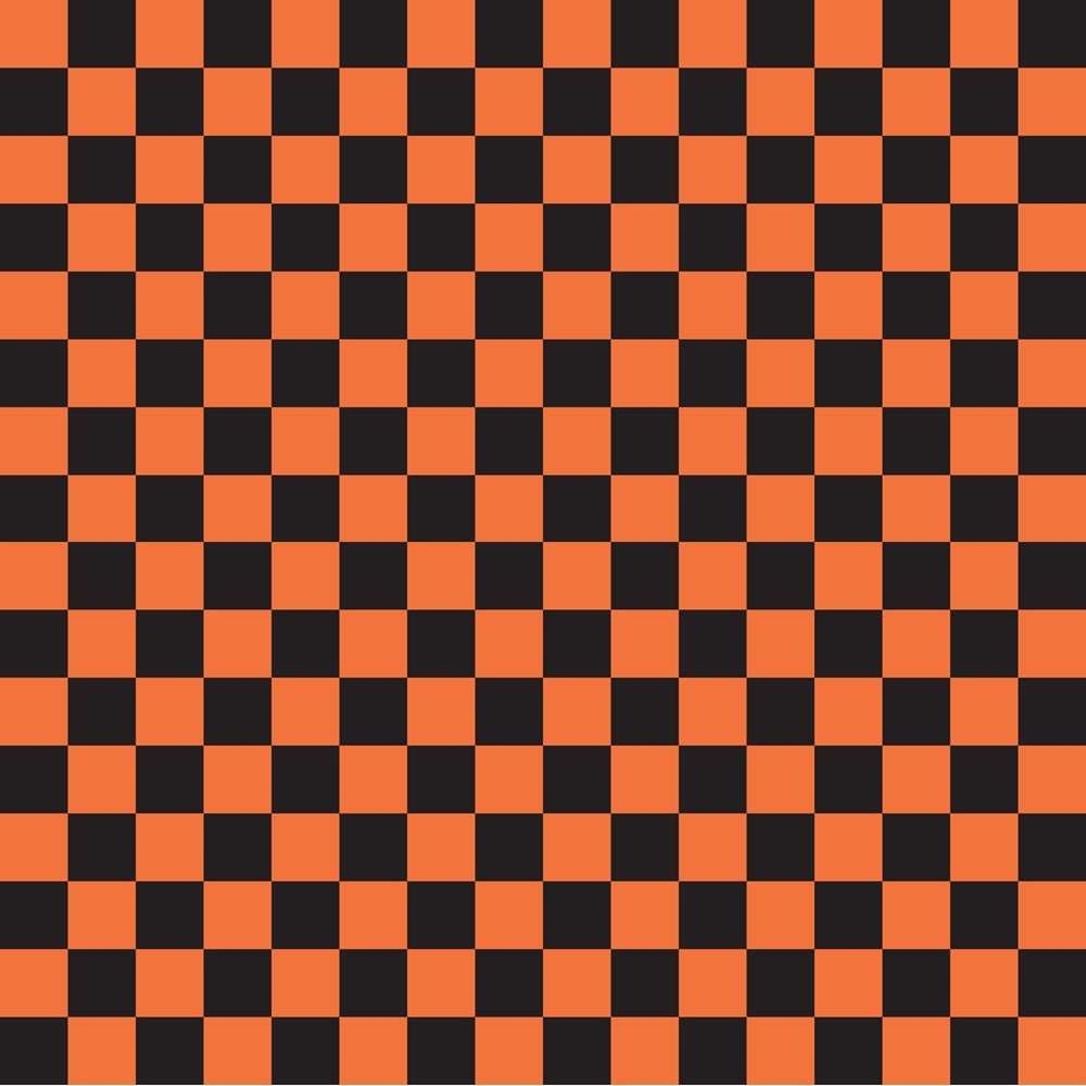 Checkered Basics Fabric - Soft Orange on Black