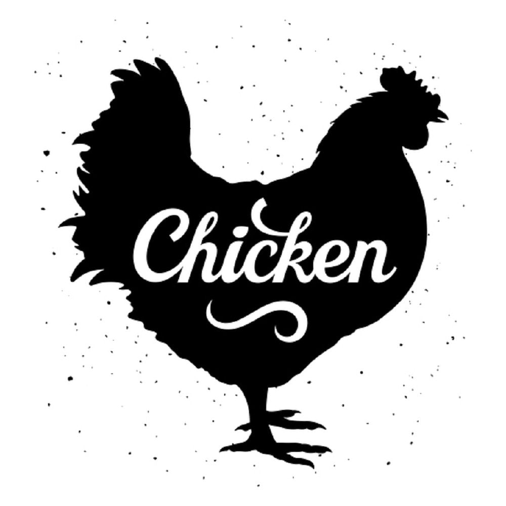 Chicken Silhouette Fabric Panel - White