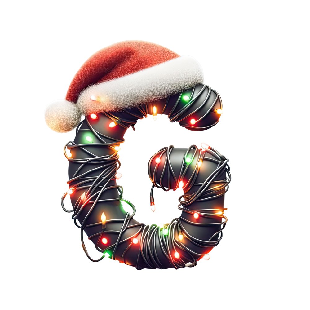 Christmas Lights Wrapped Letter ''G'' Fabric Panel