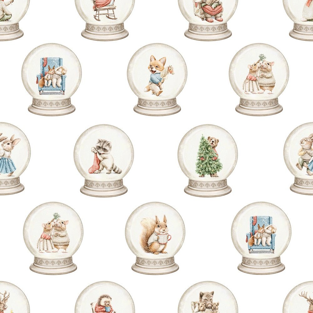 Christmas Little Critters Snow Globe Animals Fabric