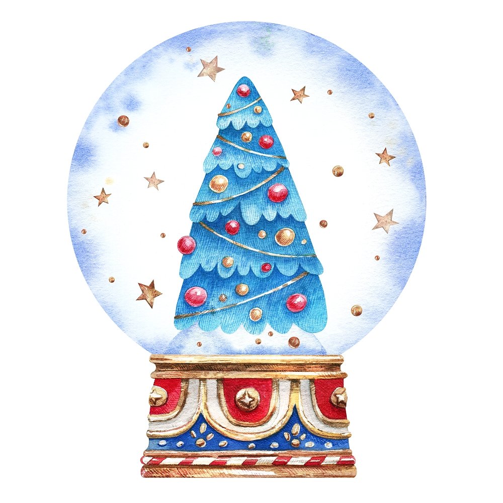 Christmas Tree in Snowglobe Fabric Panel