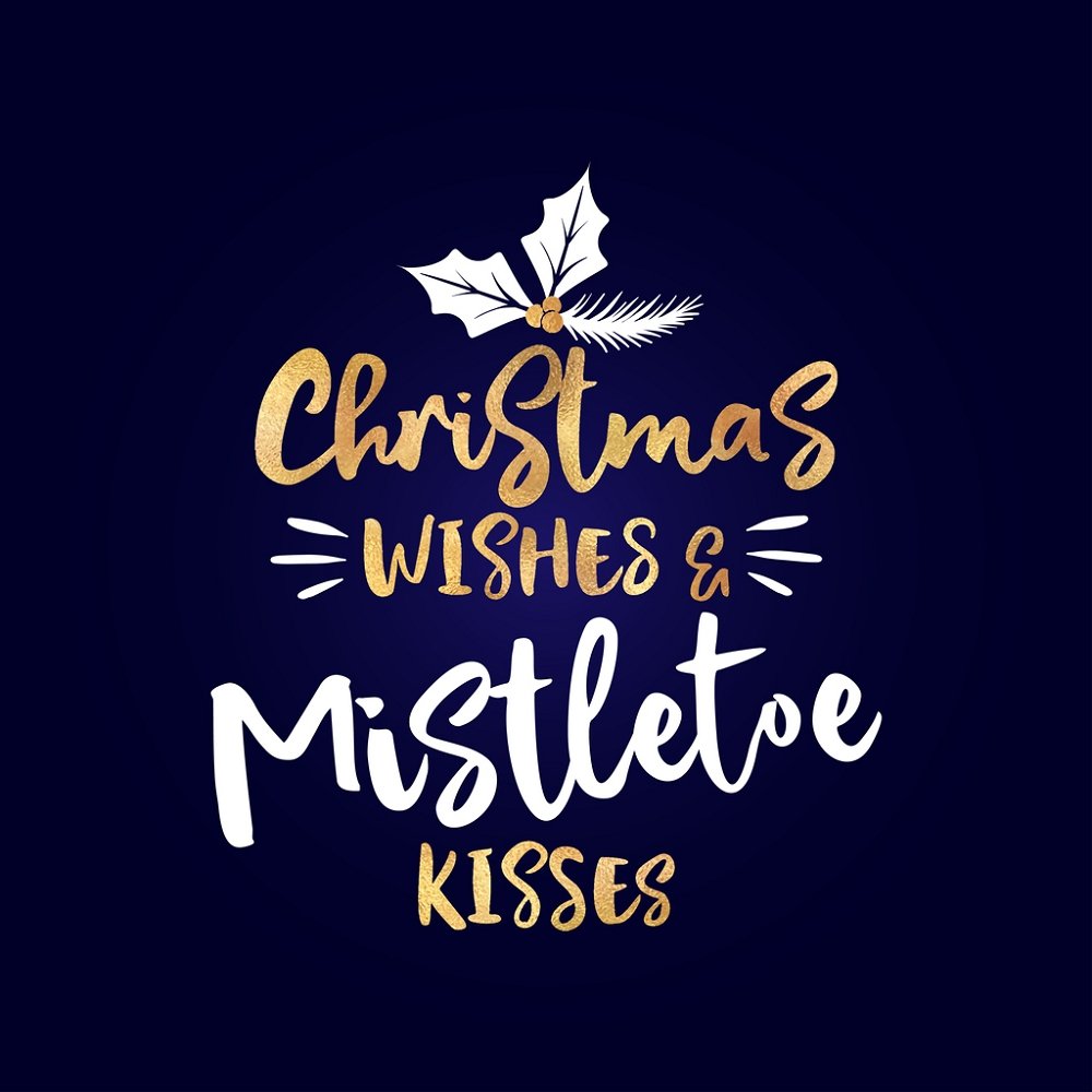 Christmas Wishes Fabric Panel - Dark Blue