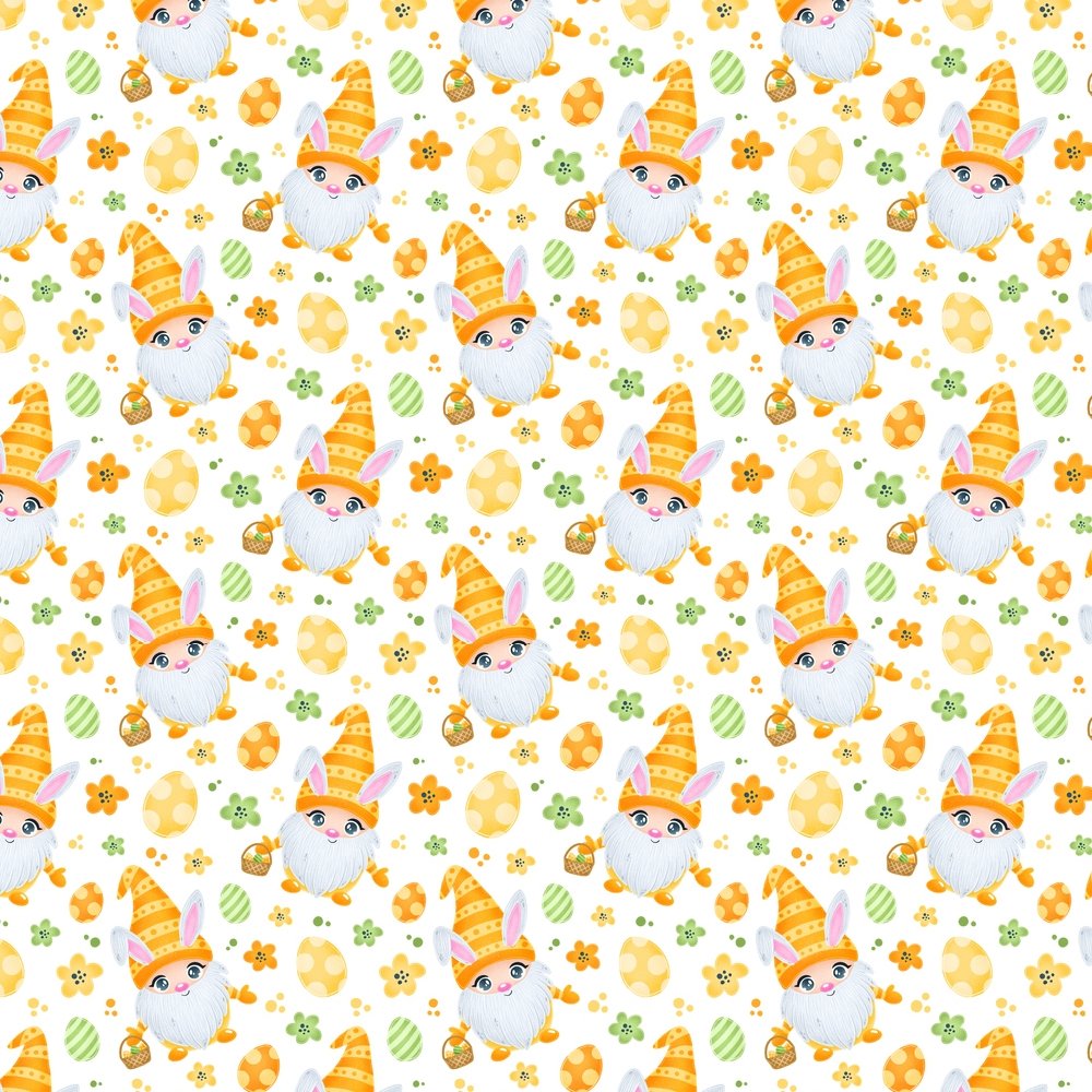 Cartoon Easter Bunny Gnome Fabric - Yellow