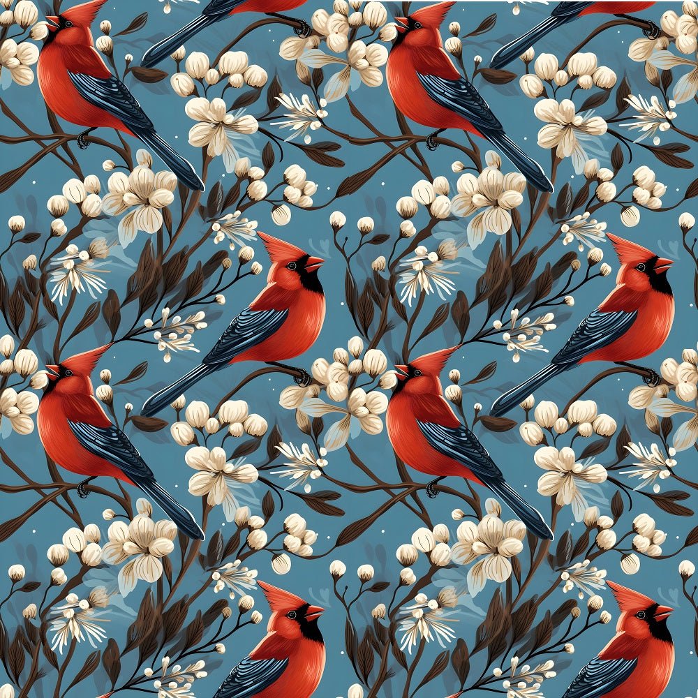 Christmas Cardinals Pattern #2 Fabric