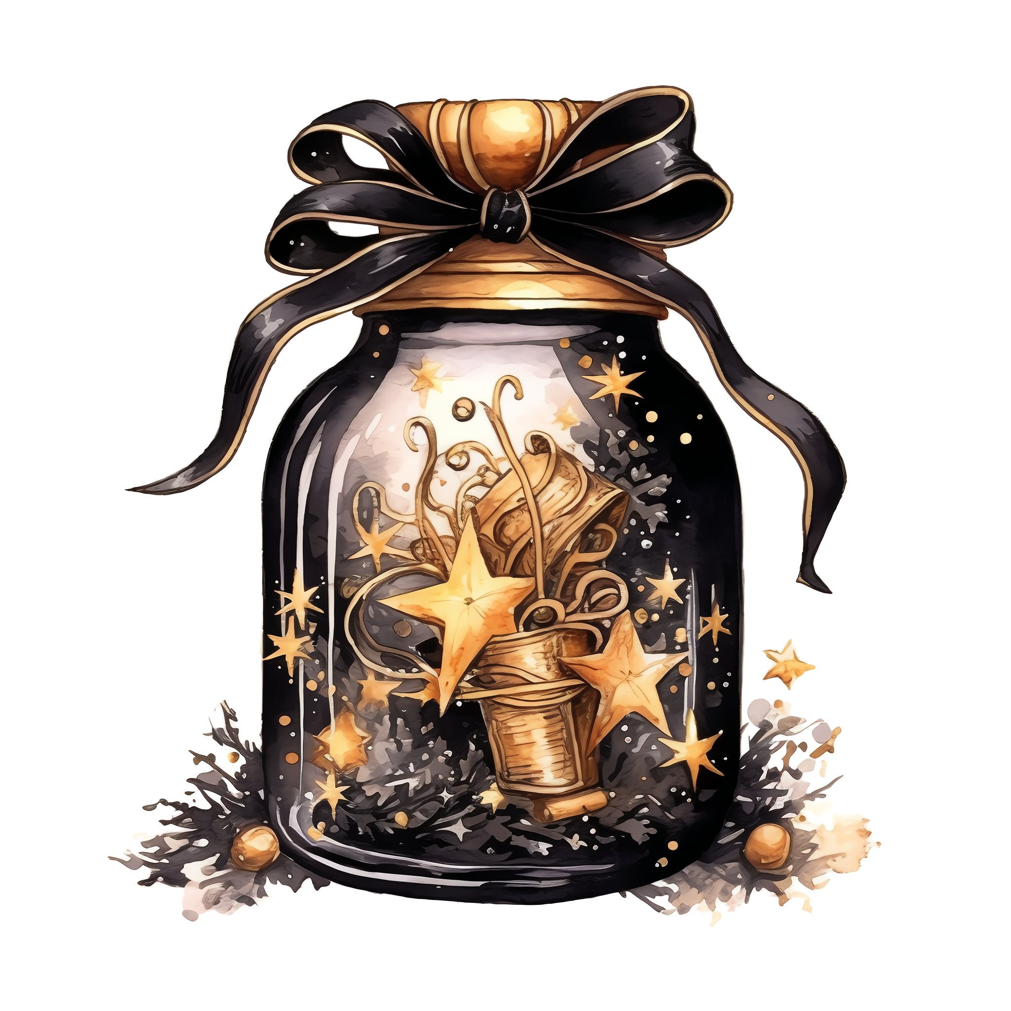 Christmas Eve Scene Jar #14 Fabric Panel