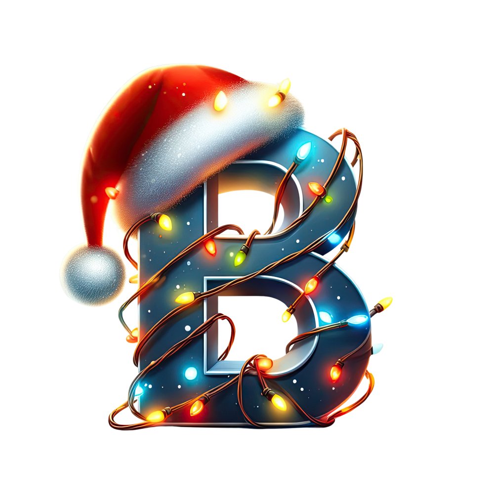 Christmas Lights Wrapped Letter ''B'' Fabric Panel