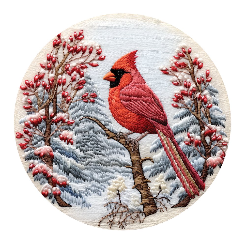 Christmas Ornaments Cardinal #2 Fabric Panel