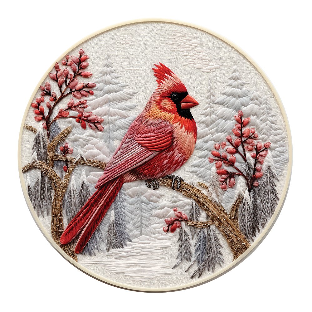 Christmas Ornaments Cardinal #3 Fabric Panel