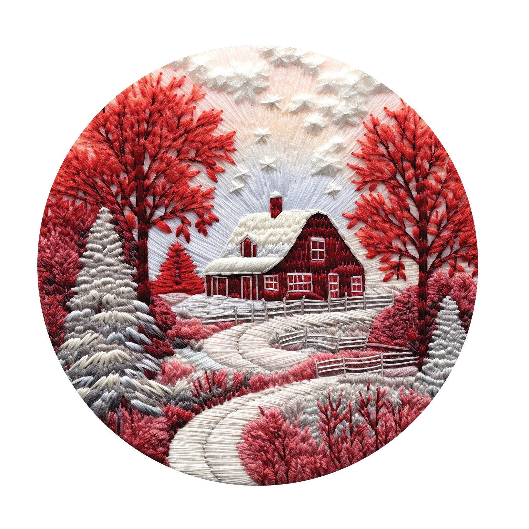 Christmas Ornaments House #3 Fabric Panel