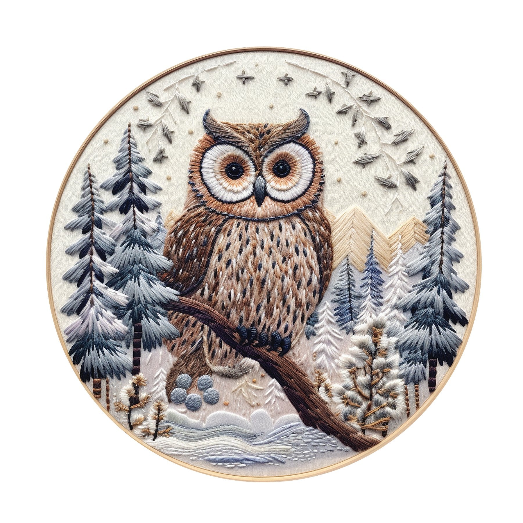 Christmas Ornaments Owl #2 Fabric Panel