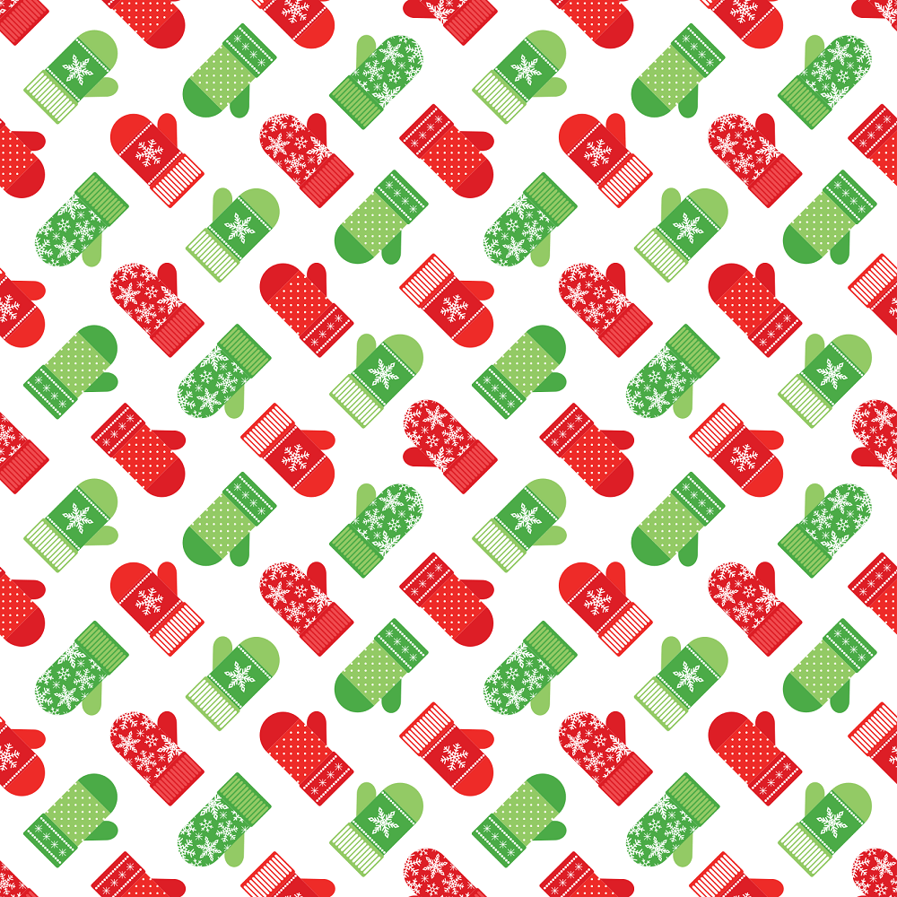 Christmas Oven Mittens Allover Fabric - RedGreen