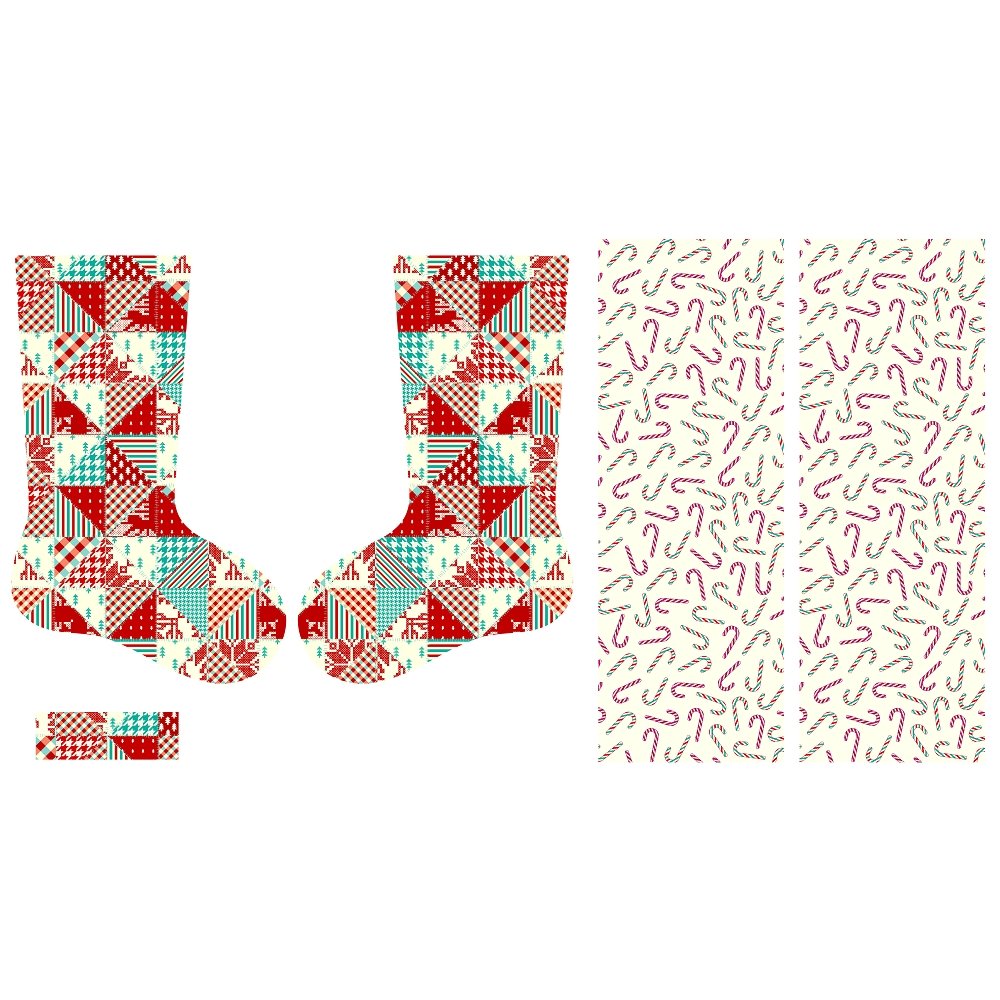 Christmas Patchwork Stocking Fabric Panel