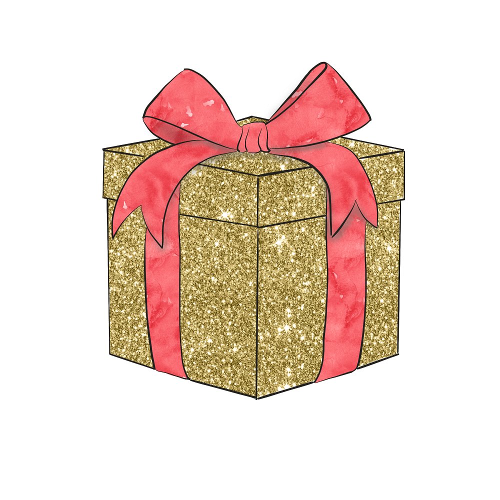 Christmas Present Fabric Panel - Gold & Red